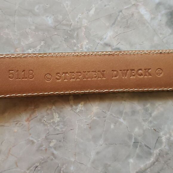 Vintage Stephen Dweck Gemstone Belt Buckle & Calf Leather Belt 30